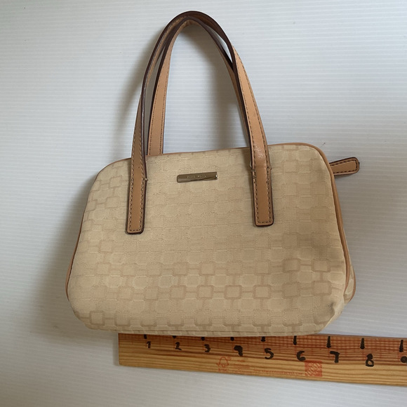 Nine West Beige Canvas Satchel Purse Handbag Top Handle Bag - Picture 10 of 10